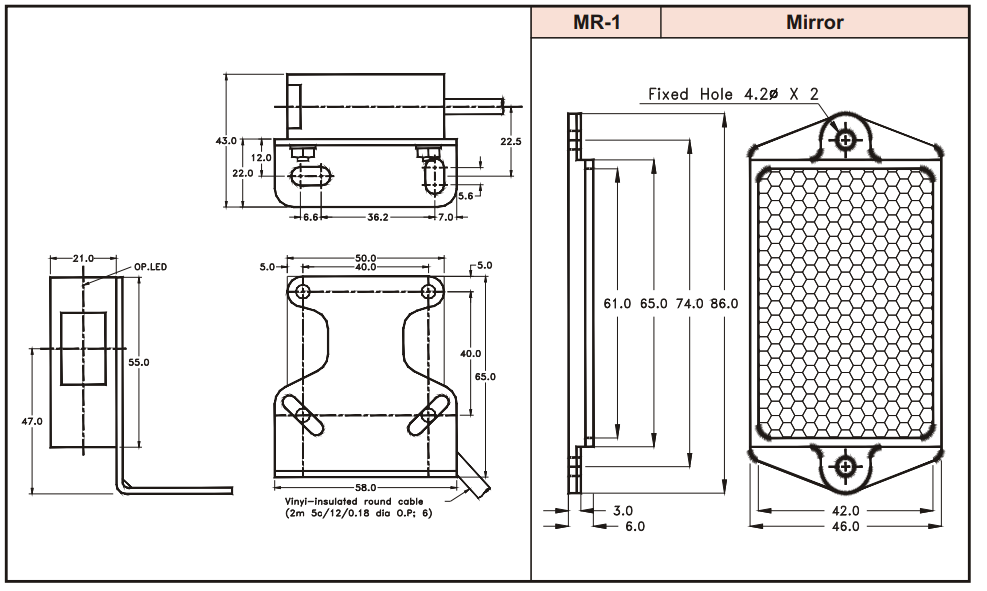 Hướng dẫn gá lắp cảm biến quang FOTEK A3R-1MX Bản vẽ gá lắp cảm biến quang FOTEK A3R-1MX