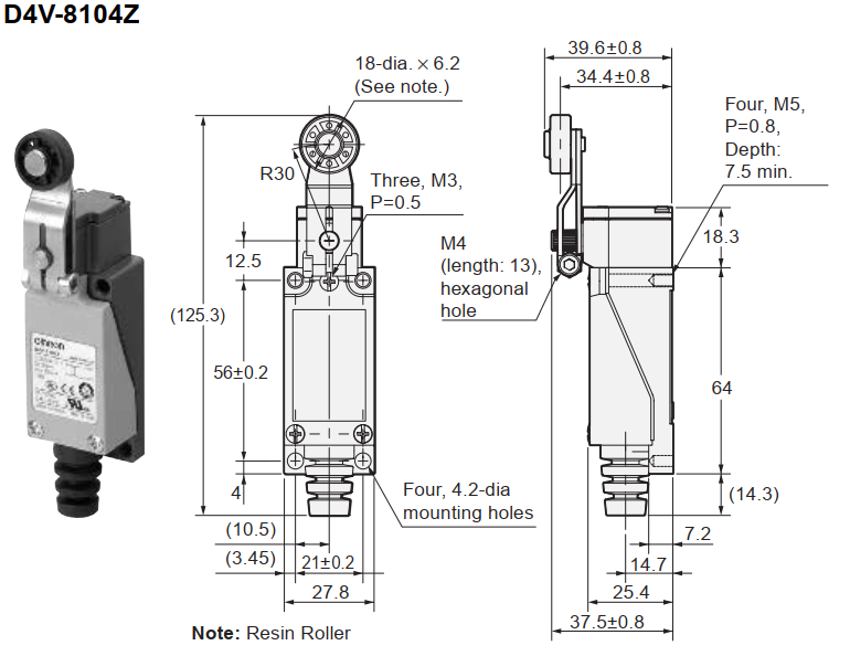 Bản vẽ kích thước OMRON D4V-8104SZ-N