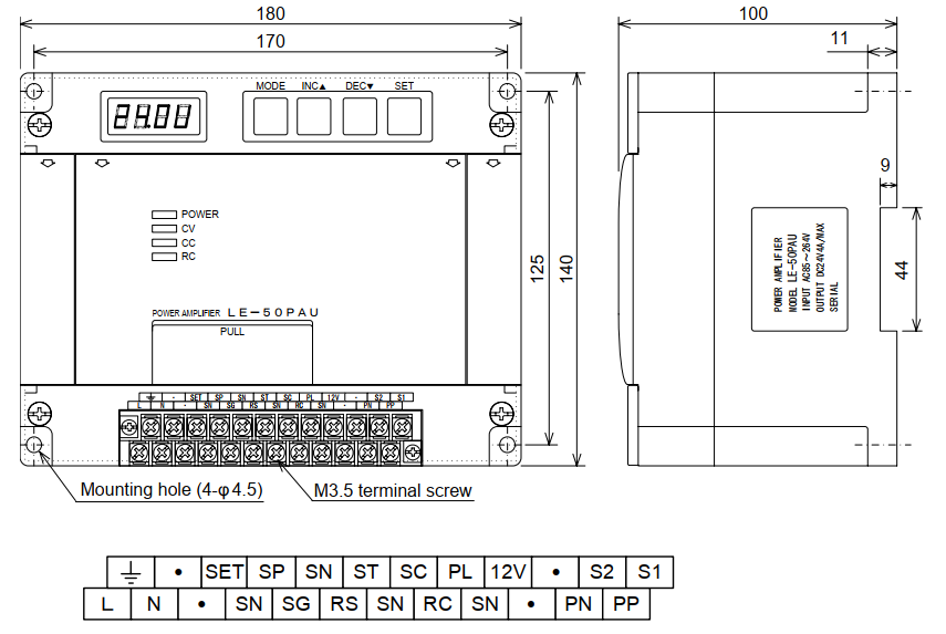 Bản vẽ kích thước bộ điều khiển lực căng Mitsubishi LE-50PAU - hình 1
