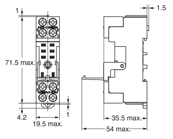 Kích thước đế relay OMRON G2R-2-SND