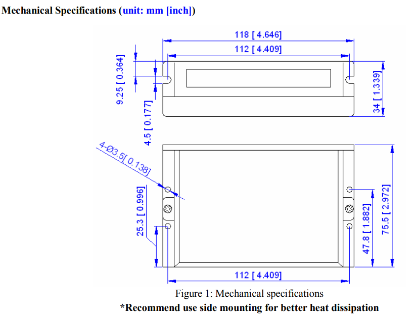 Bản vẽ kích thước DM542S (mm)