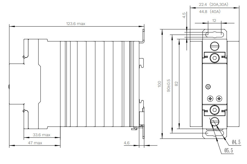 Kích thước Rơ le bán dẫn Keysolu KS55 D-60Z30