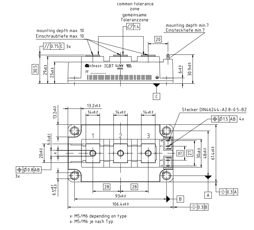 Bản vẽ kích thước IGBT FF300R17KE3 Infineon - hình 1