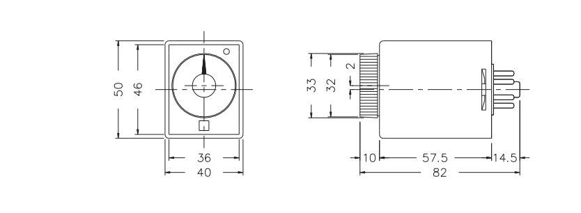 Bản vẽ kích thước Timer AH3 - lắp nổi