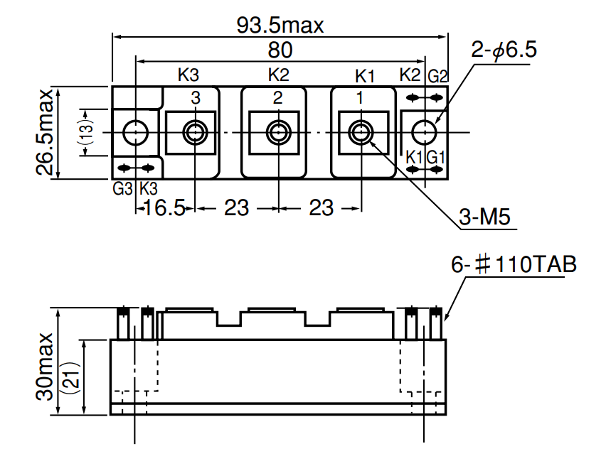 Bản vẽ kích thước Thyristor PWB130A40 SanRex - hình 1