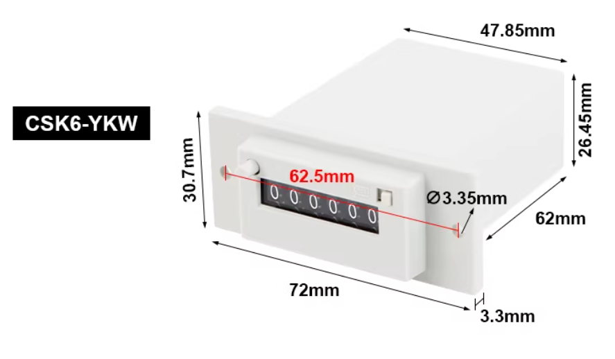 Bản vẽ kích thước sản phẩm Bộ đếm cơ 6 số CSK6-YKW - hình 1
