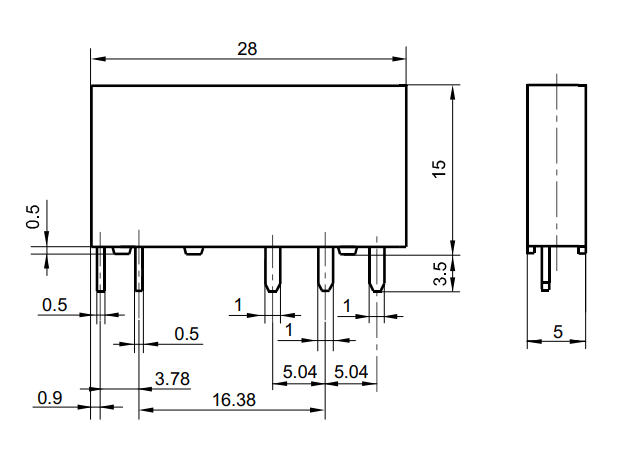 Bản vẽ kích thước đế relay 41F gắn ray DIN