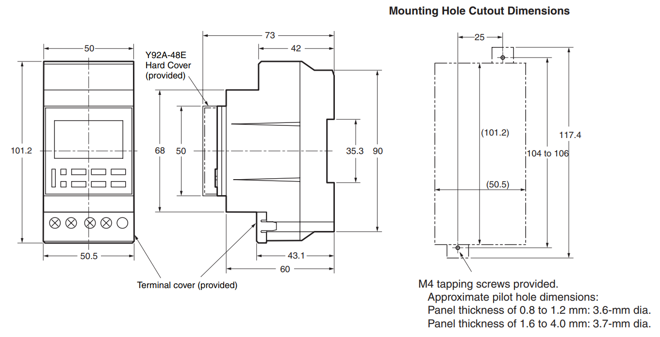 Bản vẽ kích thước sản phẩm OMRON H5F-KB