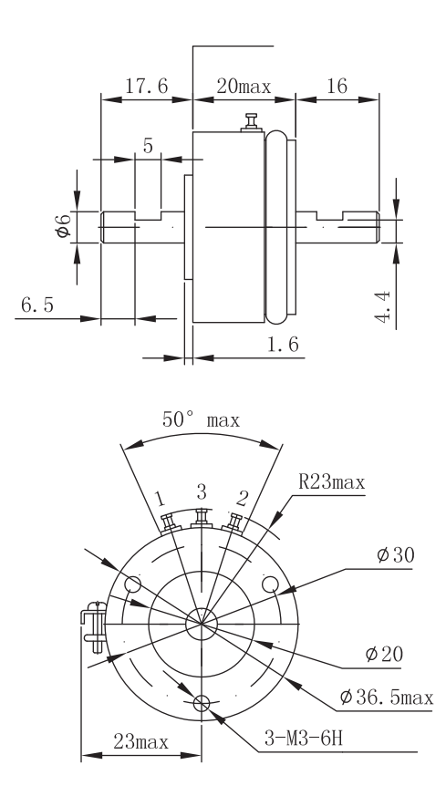 Bản vẽ kích thước cảm biến góc WDD35D4 - kích thước lắp đặt