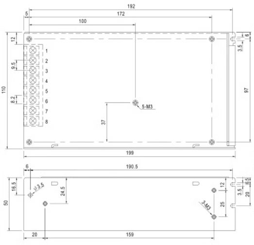 Kích thước nguồn Q-120D