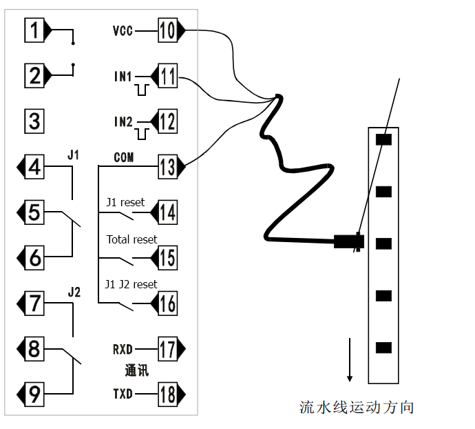 Sơ đồ đấu nối bộ đếm ZYC04 trong hệ thống điều khiển