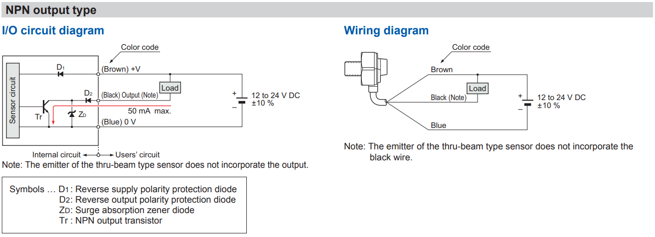 Sơ đồ đấu nối sản phẩm Cảm biến quang Panasonic EX-32A - ví dụ 1