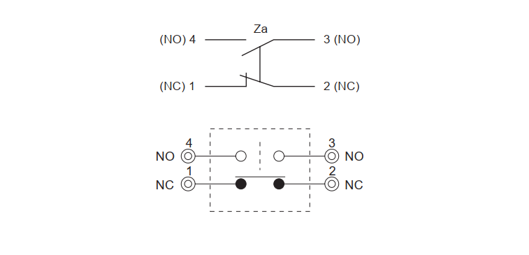 Sơ đồ đấu nối OMRON D4V-8107Z - tiếp điểm NC NO