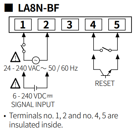 Sơ đồ đấu nối bộ đếm Autonics LA8N-BF ngõ vào AC DC