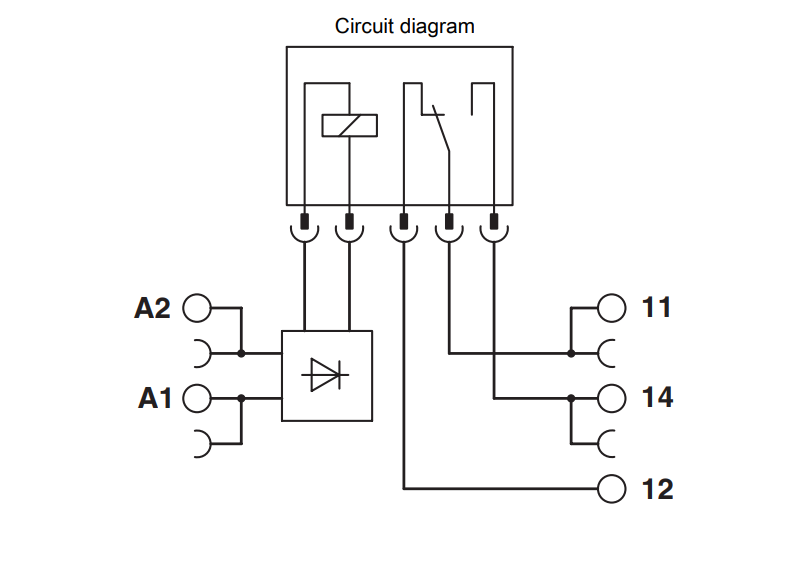 Sơ đồ chân REL-MR-24DC/21 A1 A2 11 12 14