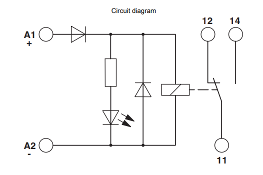 Sơ đồ chân DEK-REL-G24/21 A1 A2 11 12 14