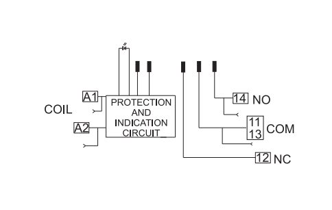 Sơ đồ đấu nối relay HF41F 1 Form A và 1 Form C