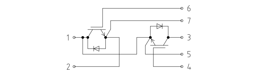 Sơ đồ đấu nối IGBT FF300R17KE3 Infineon - cấu hình half bridge