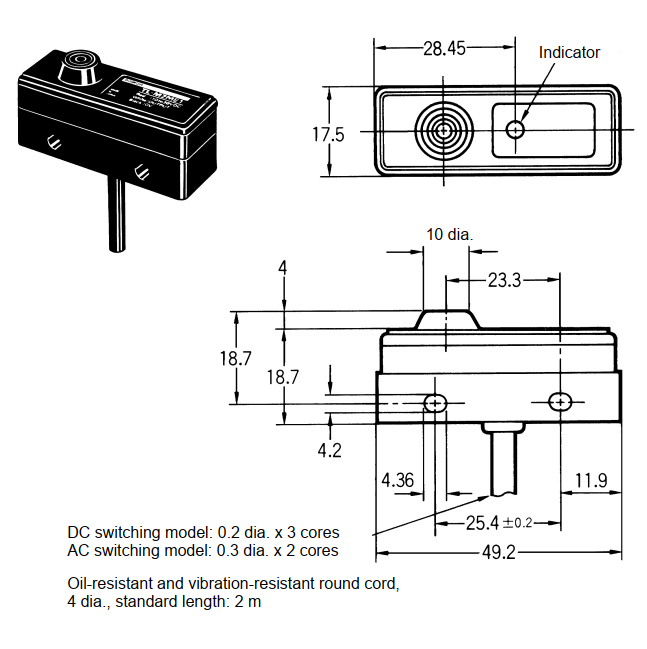 Bản vẽ kích thước cảm biến tiệm cận Omron TL-M2MF1 - hình 1