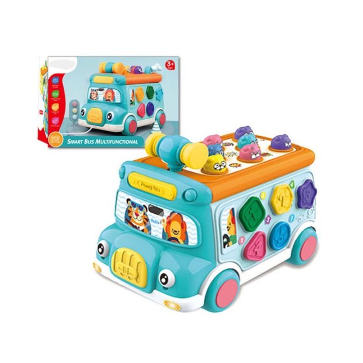 Đồ chơi xe Bus đập chuột, thả hình khối đa năng