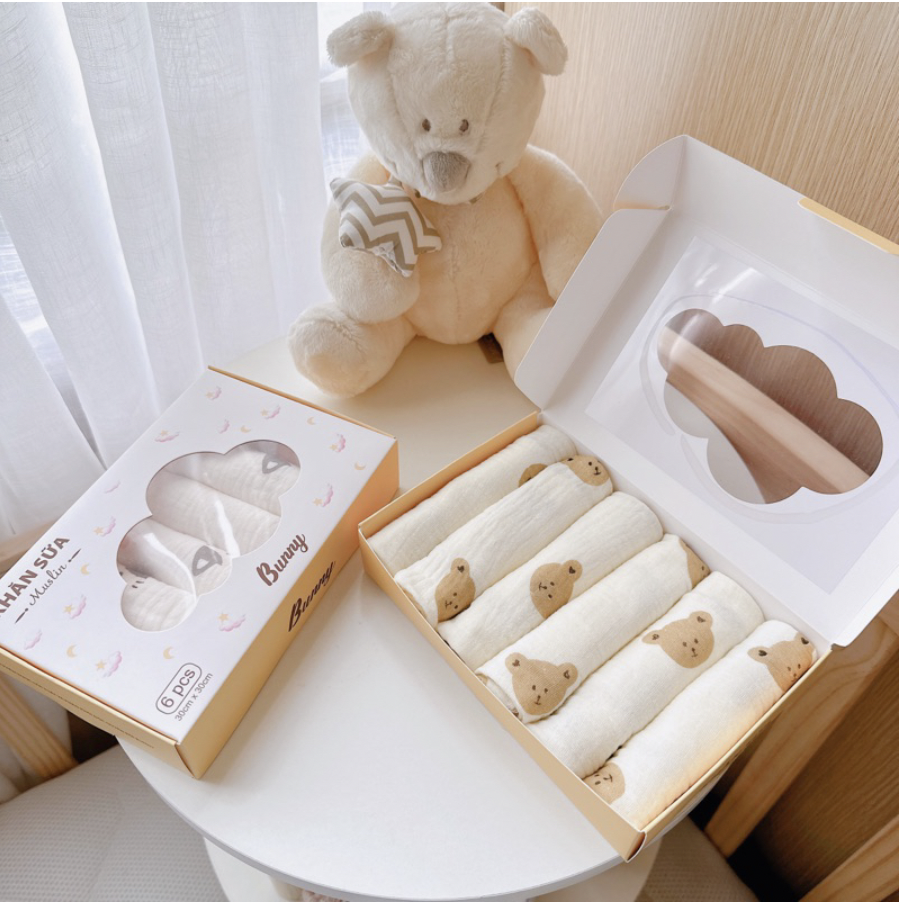 Set 6 khăn sữa nhăn BUNNY