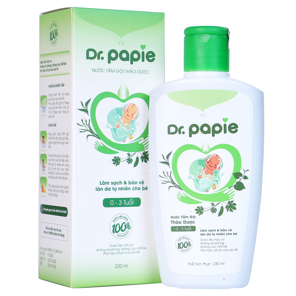 Nước tắm gội thảo dược Dr. Papie 230ml