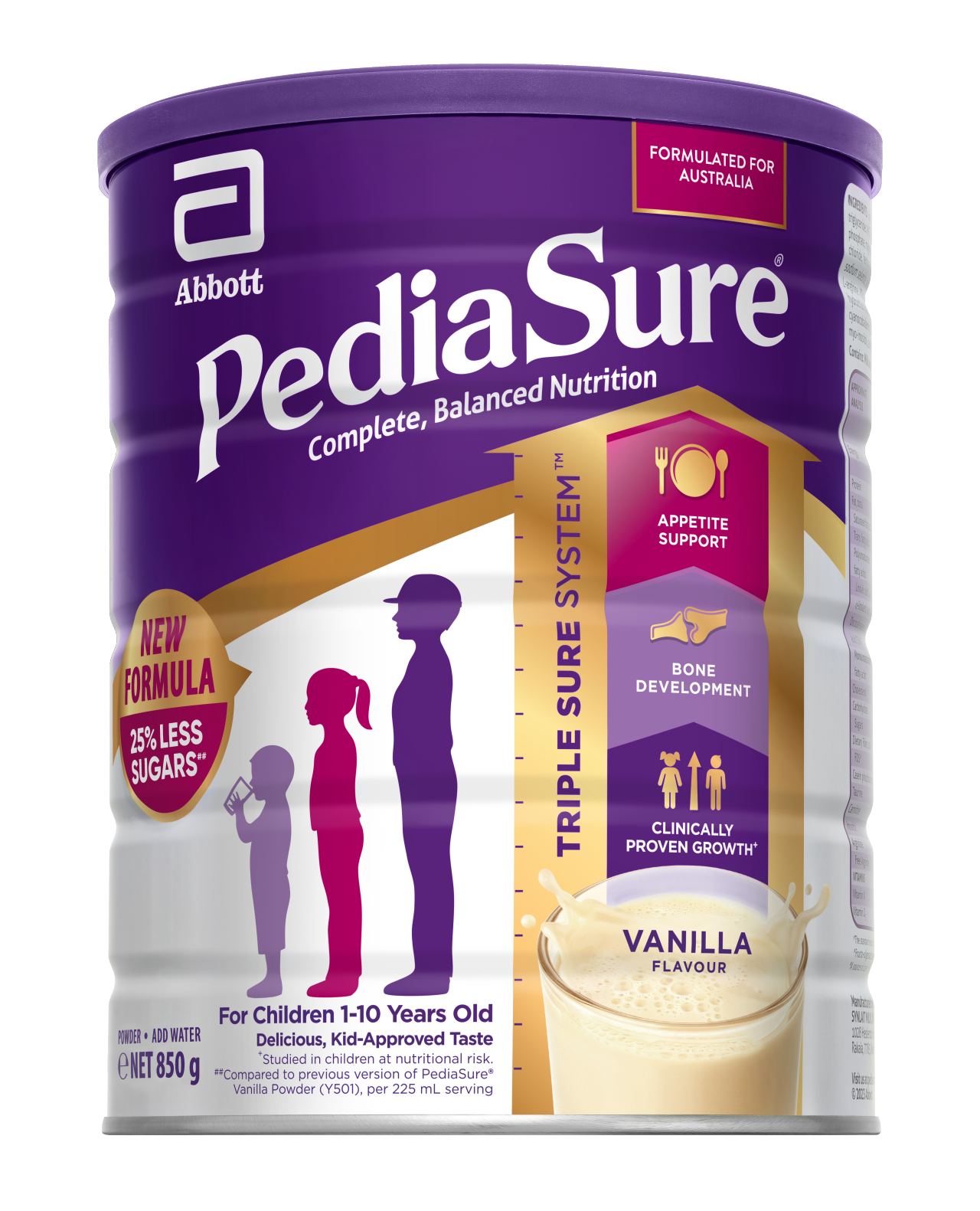 Sữa Pediasure Úc 850g vị vani cho bé 1-10 tuổi
