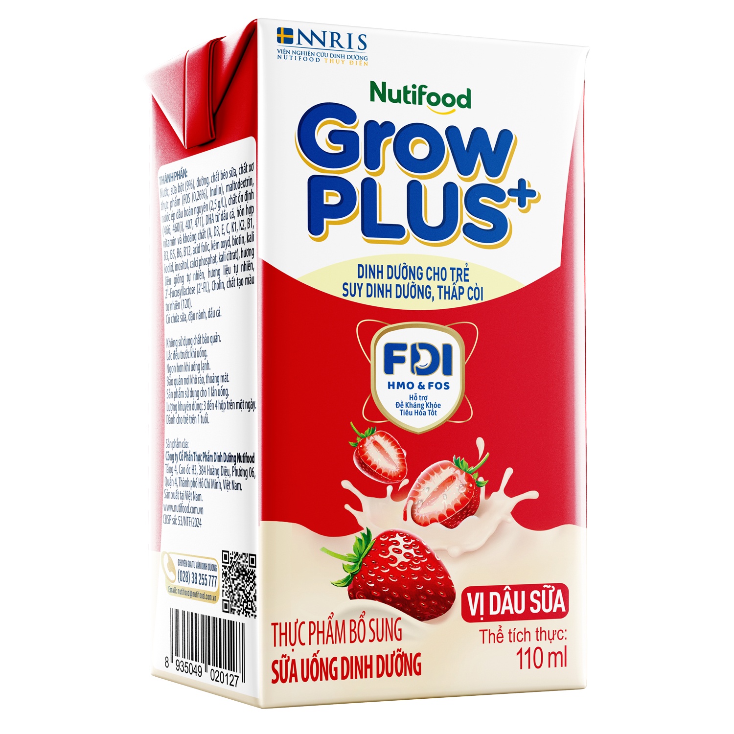 Sữa nước dinh dưỡng Grow Plus vị dâu 4hx110ml