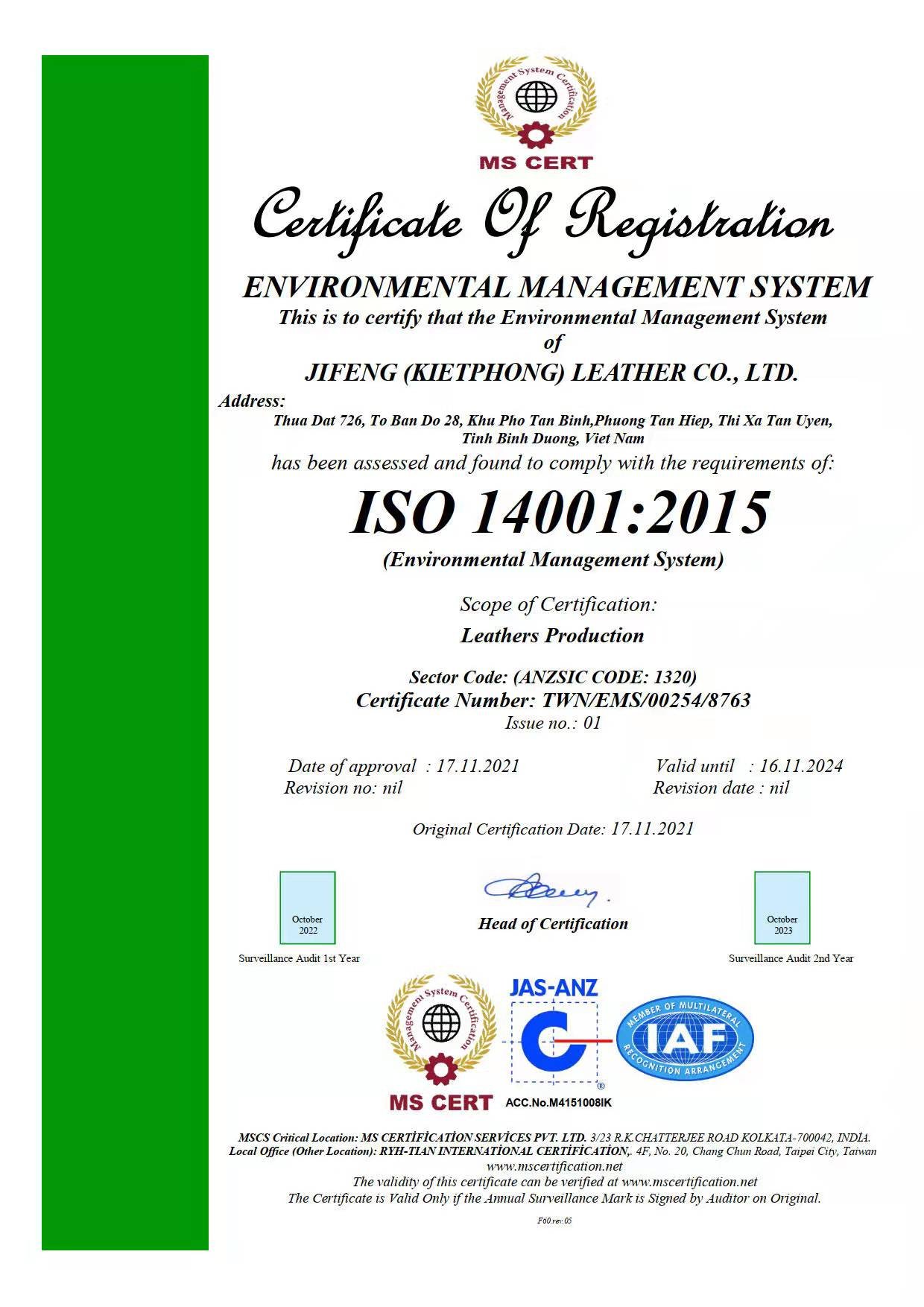 JIFENG . LEATHER CO., LTD
