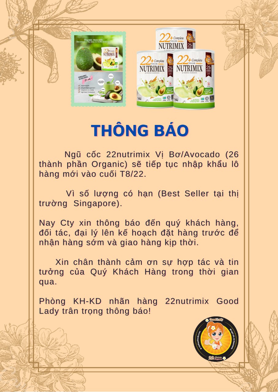 Ngũ cốc 22 Nutrimix - Avocado sắp có mặt tại Việt Nam Ngũ cốc 22 Nutrimix - Avocado sắp có mặt tại Việt Nam