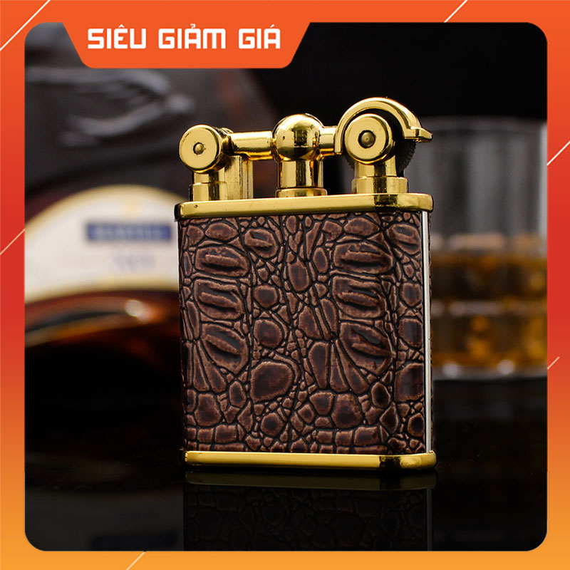 Hột Quẹt Bật Lửa Gas Đá DC1809 Bọc Da Vân Cá Sấu Khẳng Định Phong Cách Riêng