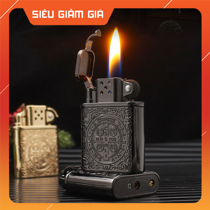 Hột Quẹt Bật Lửa Gas Đá 1804_M Mẫu Mới Có Buồng Chắn Gió
