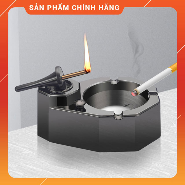 Hột Quẹt Bật Lửa Diêm Xăng ZC006 Đánh Lửa Bằng Điện Kiêm Gạt Tàn Để Bàn 3 Điếu - Giao Màu Ngẫu Nhiên