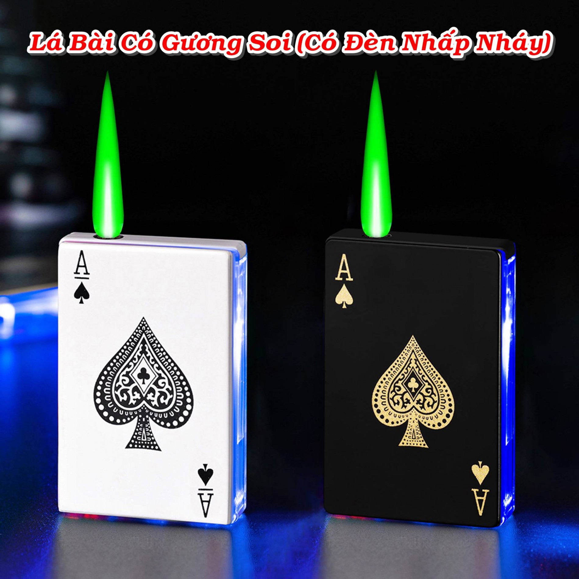 Bật lửa khò ga 1 tia có đèn Led, gương soi