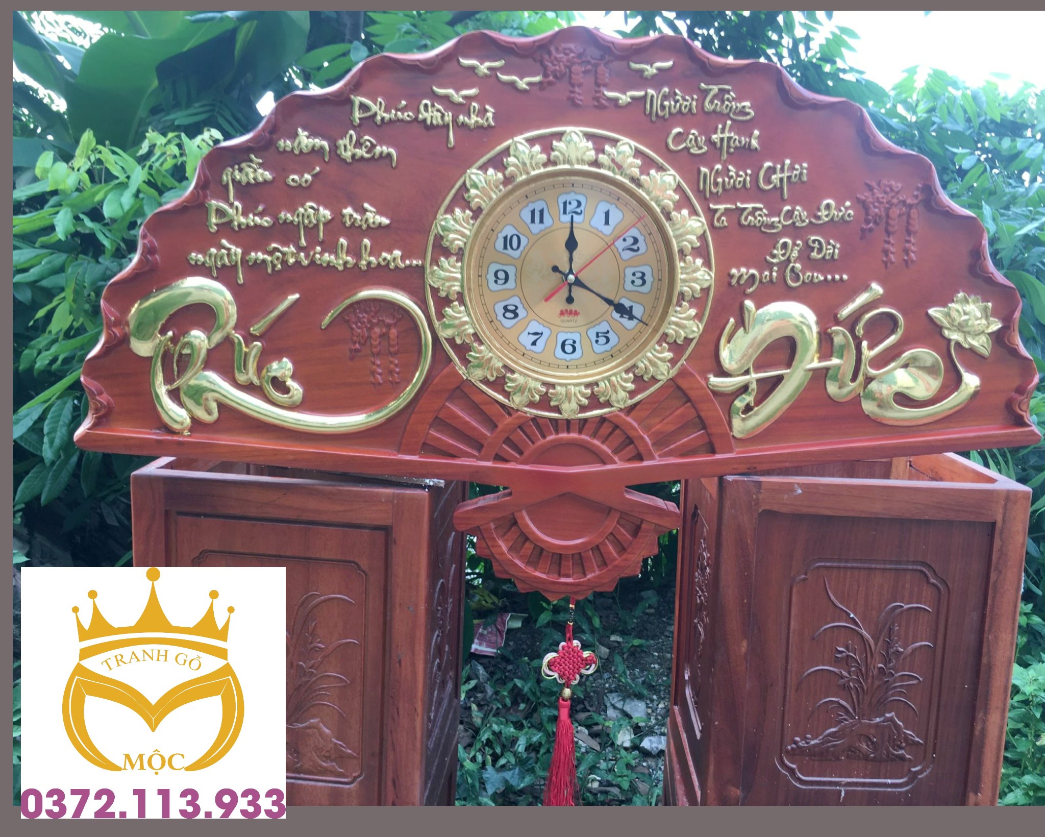 tranh quạt đồng hồ gỗ