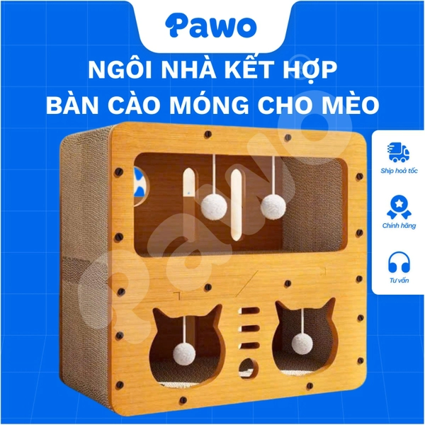 Nhà cây kết hợp bàn cào móng giúp tiết kiệm diện tích và bảo vệ đồ đạc trong nhà.