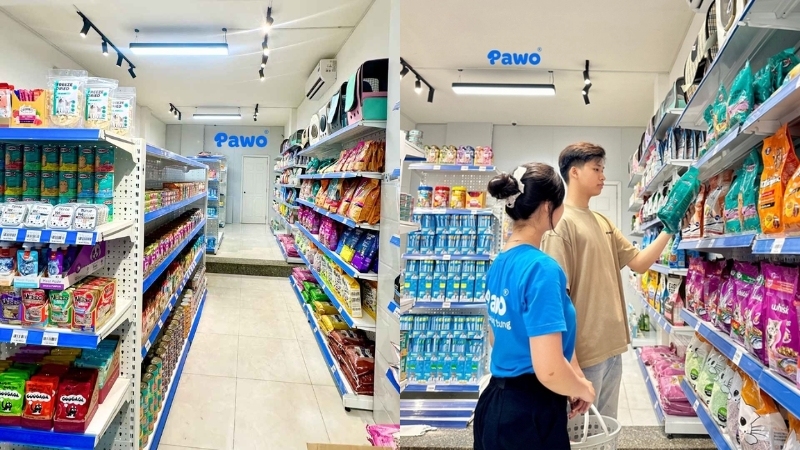 Không gian mua sắm tại Pawo được bài trí khoa học