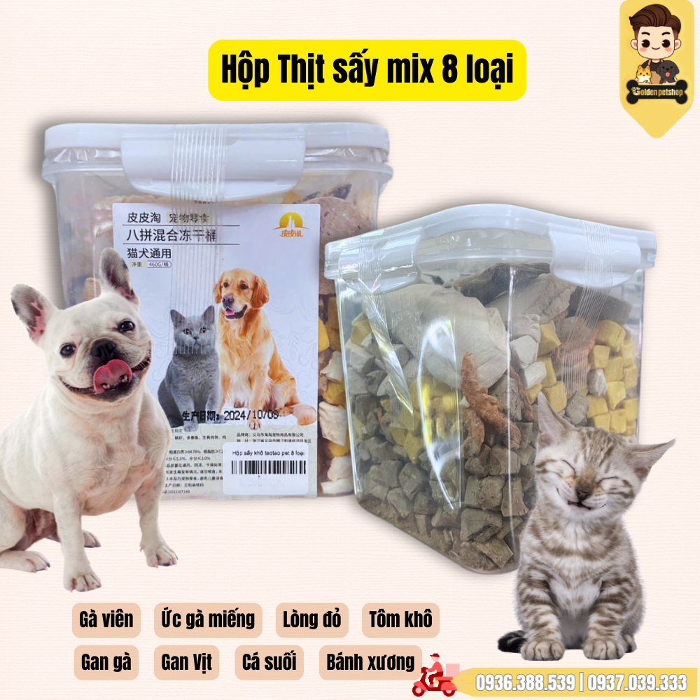 Hộp thịt sấy - đồ sấy cho chó mèo mix trộn nhiều loại