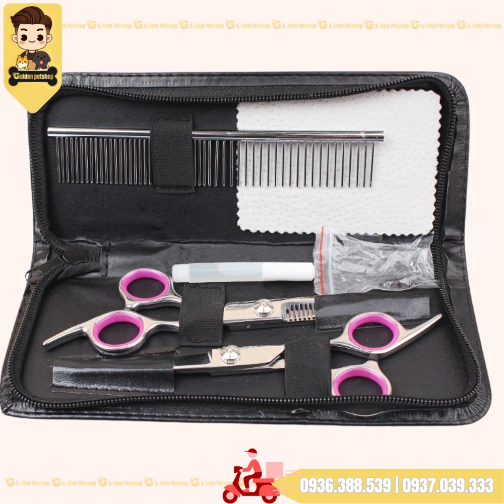Bộ kéo cắt tỉa cở bản cho chó - 2 kéo + 1 lược