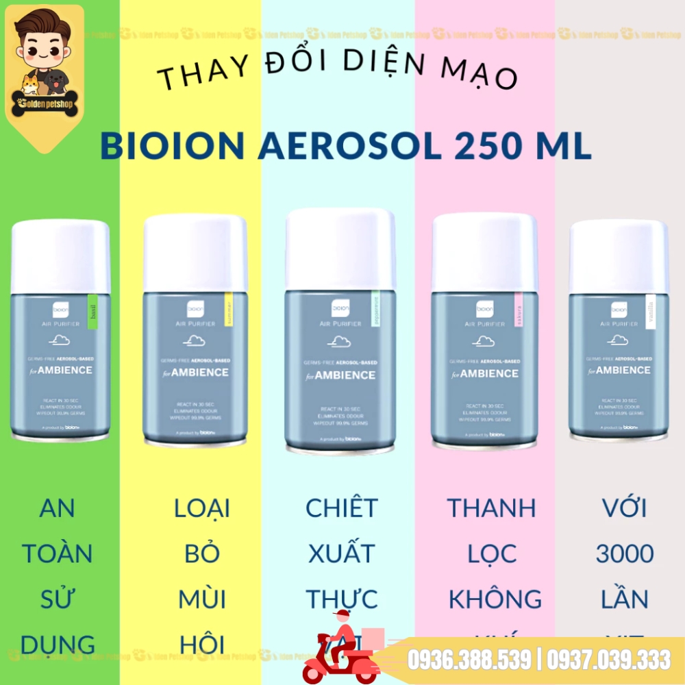 Bình xịt khí, khử mùi diệt khuẩn cho chó mèo Bio-Ion 250ml