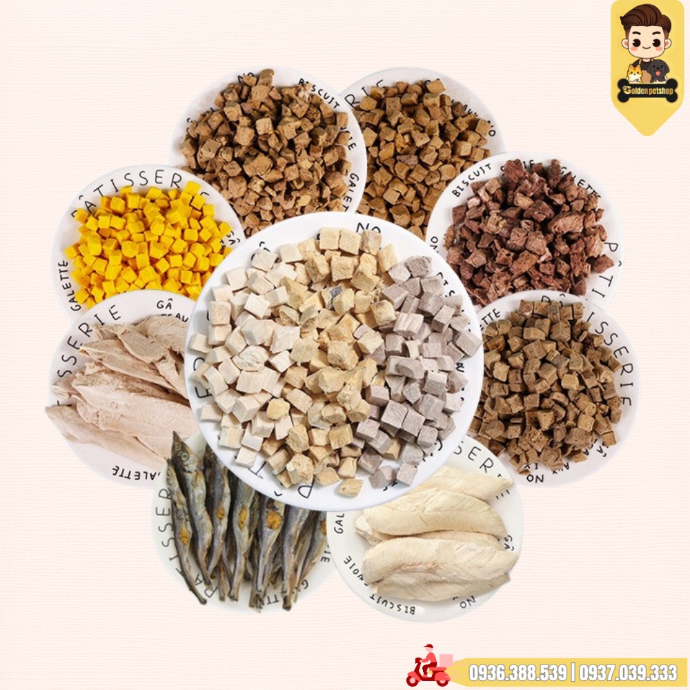 Hộp thịt sấy - đồ sấy cho chó mèo mix trộn nhiều loại