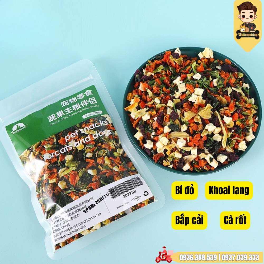 Rau củ sấy khô cho thú cưng (chó, mèo, hamster, nhím..v.v.)