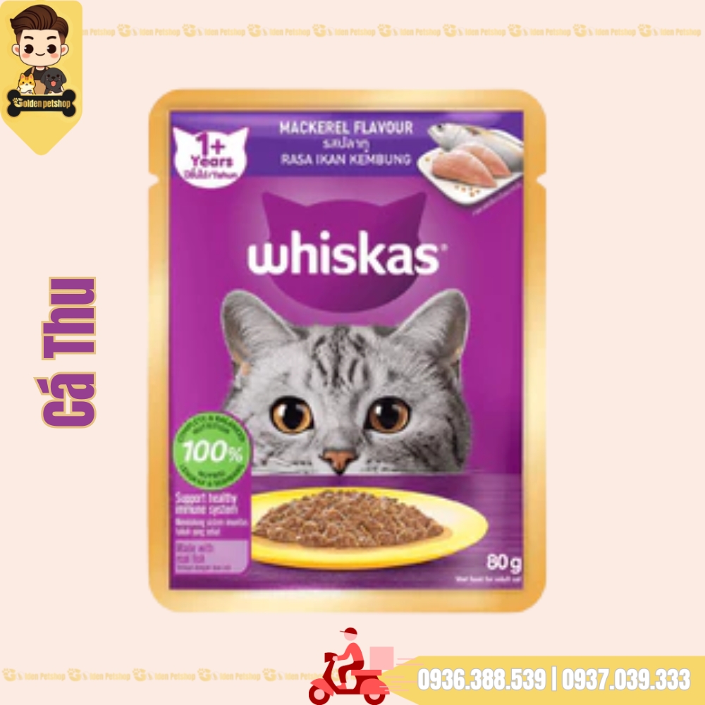 Pate cho mèo Whiskas trên 12 tháng  - gói 80g
