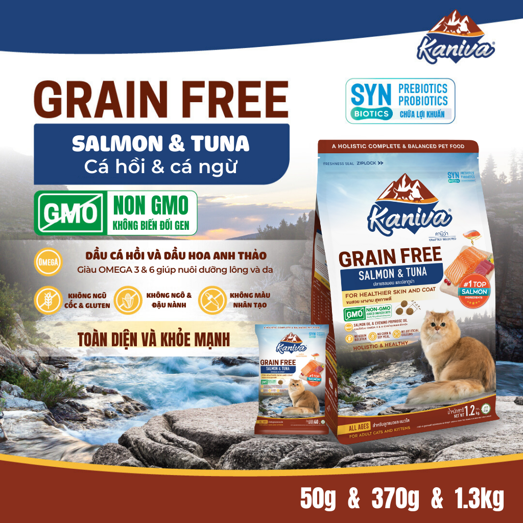 Thức ăn hạt dành cho mèo Kaniva mèo Vị Cá hồi cá ngừ - Salmon&Tuna