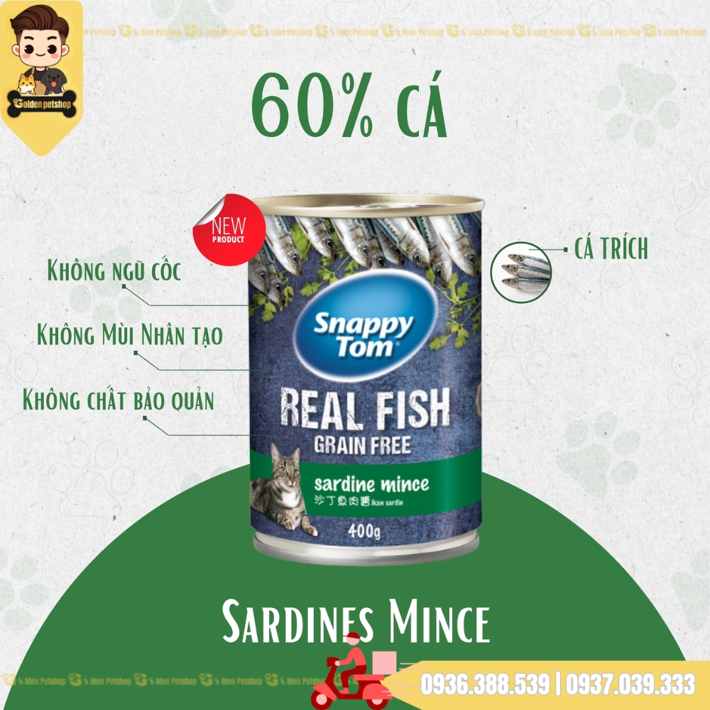 Pate dành cho mèo thịt cá/ thịt gà Snappy Tom - Lon 400g