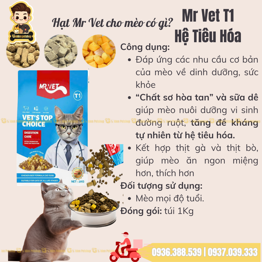 Thức ăn hạt cho mèo Mr Vet - Nhiều loại