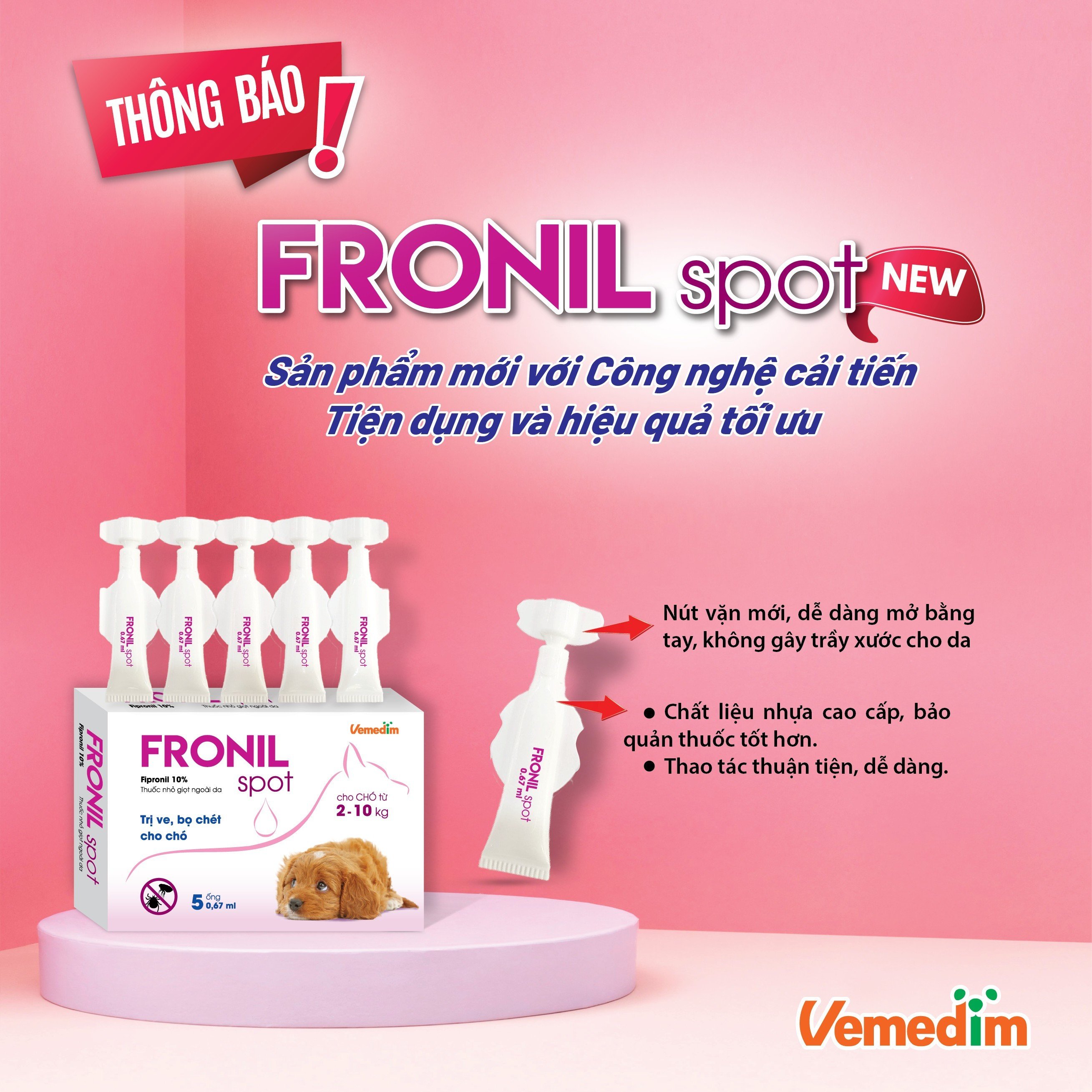 Thuốc nhỏ gáy trị ve rận Fronil Spot dành cho chó