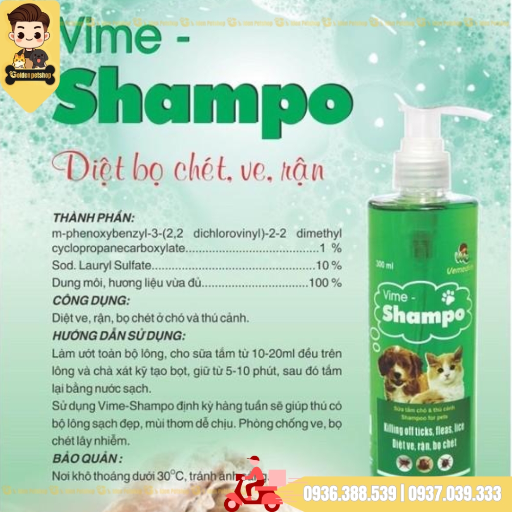 Sữa tắm cho chó mèo ngừa ve rận Vemedim - Chai 300ml