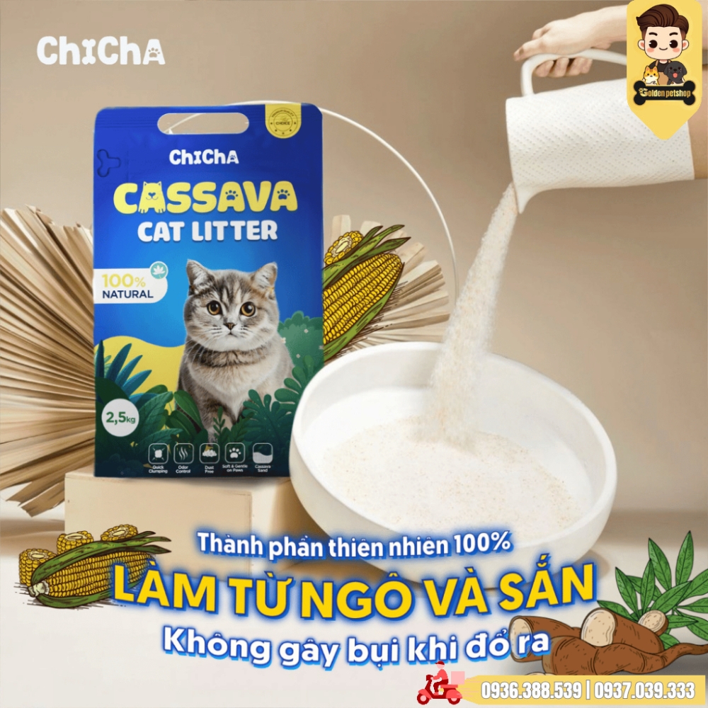 Cát vệ sinh cho mèo - Cát sắn dây Cassava cat litter