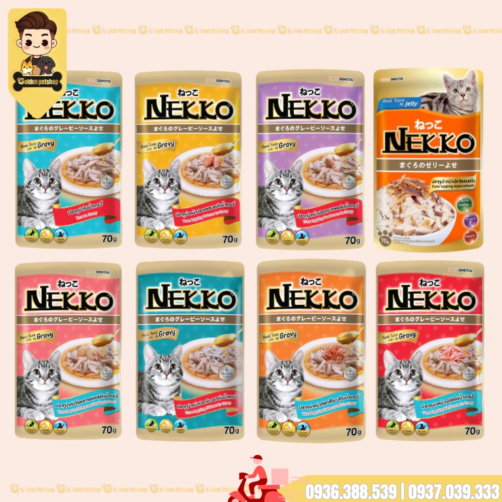 Pate cho mèo Nekko Gravy (thịt xé nước sốt) - gói 70g